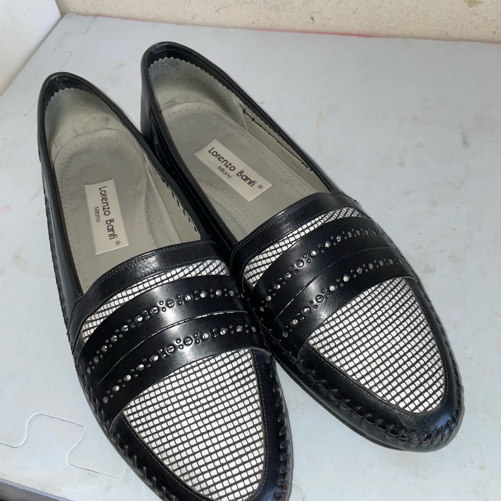 Lorenzo Banfi Italian Handmade Leather Slip Ons good condition size 10 1/2